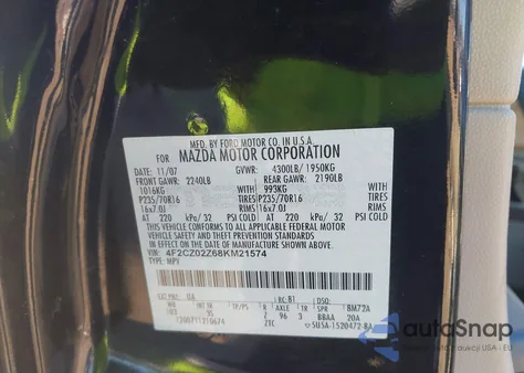 2008 Mazda Tribute I Sport z USA, uszkodzony, nr VIN 4F2CZ02Z68KM21574